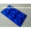 Durable 6 Cups Disc Blue Silicone Baking Moulds With Debossed / Embossed Logo