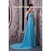 Luxury Sweetheart Strapless A-line Chiffon Evening Dress Blue Long Party Gowns With Beads