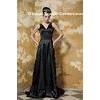 Elegant V Neckline A-line Black Long Womens Party Dresses With Beads