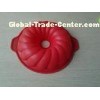 9 IN Round Silicone Cake Mould , Red Reusable Bundt Cake Mold For Machinery