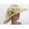 Green 12cm Large Brim Ladies Tea Party Hats / Sinamay Hat With Three Layers