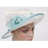 6cm Short Brim White Womens Church Hats , Sinamay Sun Hats For Party With Flower