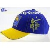 Cotton 6 Panel Blue and Yellow Baseball Sandwich Caps With Flat Embroidery Sri Lanka Logo