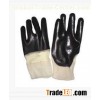 Customized Open Back Knitted Cuff PVC Coated Gloves for Mens