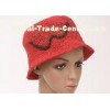 3cm Short Brim Raffia Childrens Sun Hats , Red Crochet Children Hat For Leisure