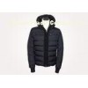 Black Hooded Mens Padded Winter Jackets with Knitted Collar and Bottom