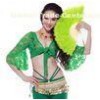 Turkey Feather Belly Dancing Fans In Green Color For Lady Dancers 42 X 26cm