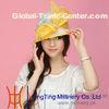 Leave Wedding Yellow / Ivory Ladies Sinamay Hats With Bow / Feather Trimming
