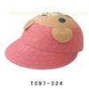 56cm Raffia Straw Braid Kids Sun Hats With Bear Image For Seashore