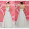 Tulle Sweetheart Open Back Strapless Wedding Gowns Floor Length with Pleated Beads