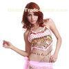 Sexy Hollow Out Pink Chiffon Belly Dancing Tops For Adult With Sequin / Beads