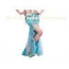 Ladies Crystal Cotton Belly Dancer Skirt With Shining Hot Drilling In Light Blue