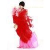 Large Rose Red Belly Dance Fans With Red Ostrich Feather For Ladies