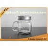 Beverage Packing Food Grade Flint 8oz Square Glass Mason Jars With Handle