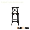 Wooden X Back Woven Seat Counter Stool For Café Restaurant