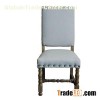 European Style Natural Linen Armless Vintage Dining Chairs
