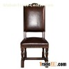 Chocolate Leather Upholstered Chair Rustic Western Real Wood Cabin