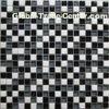 Black White Glossy Marble Stone And Glass Mosaic Tile For Interior Wall