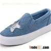 Modern Vintage Women''s Distressed Faded Denim Slip On Shoes