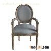 French Louis Style Round Back Solid Wood Armrest Dining Chairs