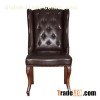 Traditional Furniture Brown Leather Upholstered Wing Back Chairs