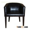 Barrel Back Accent Leather Chairs Black