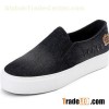New Youth Athletic Women''s Dark Black Denim Canvas Platform Shoes