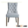 High Back Leather Fabric Dining Chair Vintage Cigar Modern Oak Wood