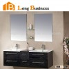 Cheap Black Melamine Double Sink Bathroom Vanity with bathroom mirror