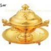 Dargon Shaped Handles Gold Plated Chinese Tableware Shark fin Soup Bowls with Handles