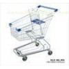 Modern Supermarket Shopping Trolley With 4 Swivel Flat Bearing Blue Pu Wheel