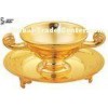 Triratna Handles Gold Plated Tableware Shark fin Soup Bowl with Lid