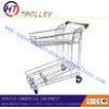 Flat Grocery Store Shopping Carts With Zinc + PP Handle , Shopping Trolleys On Wheels