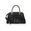 Gionar Handmade Black Fringed Tote Nappa Leather Bags , Genuine Leather Bowling Bag