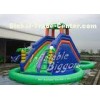 Home Party Water Pool Slide Rental Inflatable Green , Blow Up Water Slides