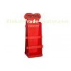 Red Corrugated Cardboard  Hook Display Three Rows , Towels Promotion Display Stands