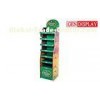 Green Store Retail Cardboard Display Stand Shelves With UV Coating