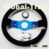 Blue spoke suede racing car steering wheels