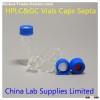 9mm Blue PP Caps with White PTFE/Red Silicone for 2ml HPLC Vials, Screw Thread, Without Middle Hole