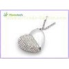 Silver USB 1.1 / 2.0 Crystal Heart USB Flash Drive Jewelry, Bulk USB Flash Drives