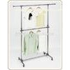 Mobile Steel Stand Metal Clothes Rack with Wheels , Movable Two Layer Clothing Racks