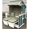 Modern White And Green Roofed Wicker Beach Chair & Strandkorb For Outdoor