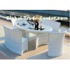 White Round PE Rattan Garden Furniture Rattan 4 Seater Dining Set