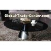 Round Black Glass Metal Coffee Tables