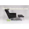 High Back SS Leg OX Living Room Lounge Chairs with Ottoman , by hans wegner