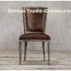 Top grain dark brown leather dining chairs/ leather studded dining chairs