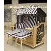 Double Seat Roofed Wicker Beach Chair & Strandkorb With Wood And Rattan Frame