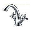 Two Cross Handle One Hole Basin Tap Faucets Polished With 33mm - 38mm Sink Hole