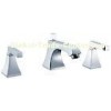 Double Handle Brass Bathroom Basin 3 Hole Tap Faucet , Deck Mounted Sink Mixer Taps