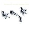 Brass 2 Cross Handle Wall Mounted Basin Taps , Ceramic Cartridge Faucet